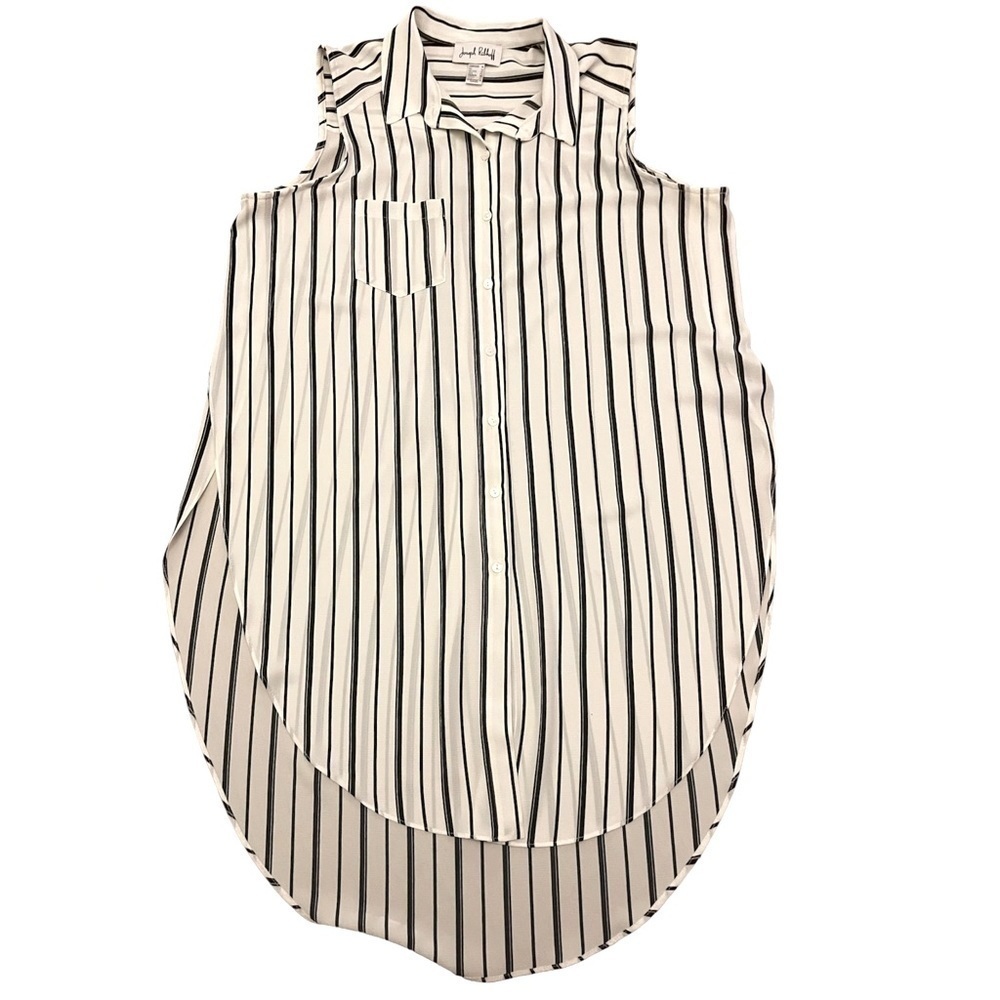 Sleeveless Striped Button-Down Top